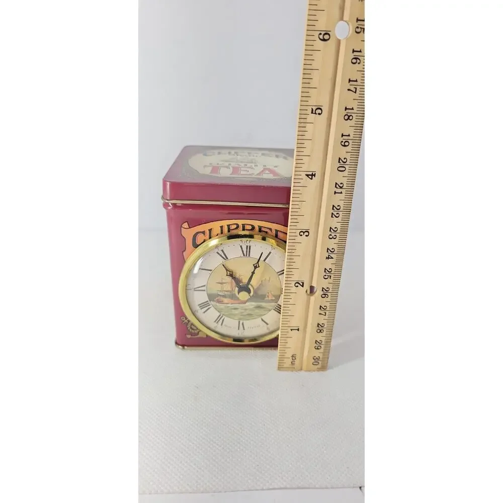 Roger Lascelles Clipper Brand Tea Caddy Clock Tin Nautical Sailing Ship...